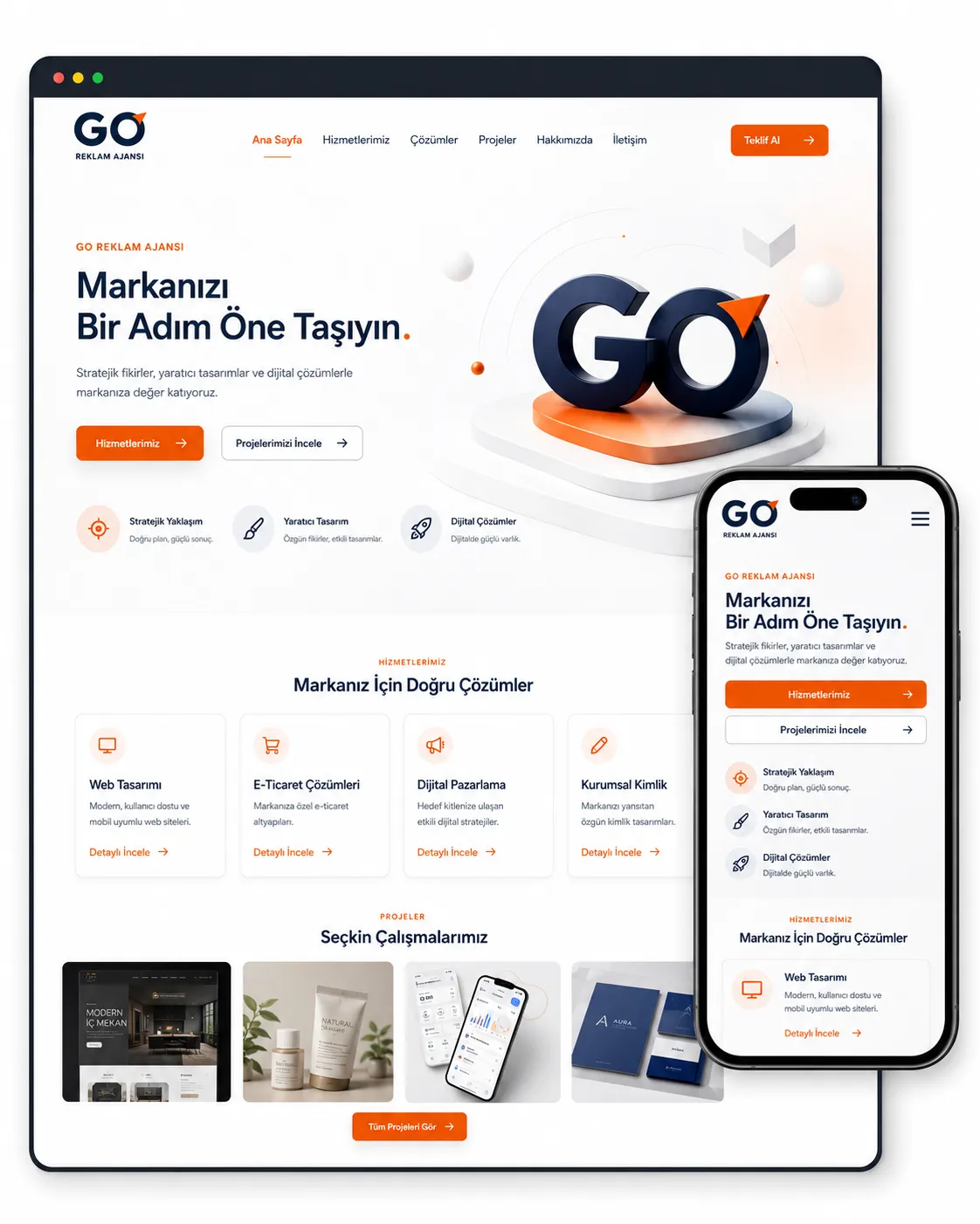 Mobil uyumlu web tasarım görünümü