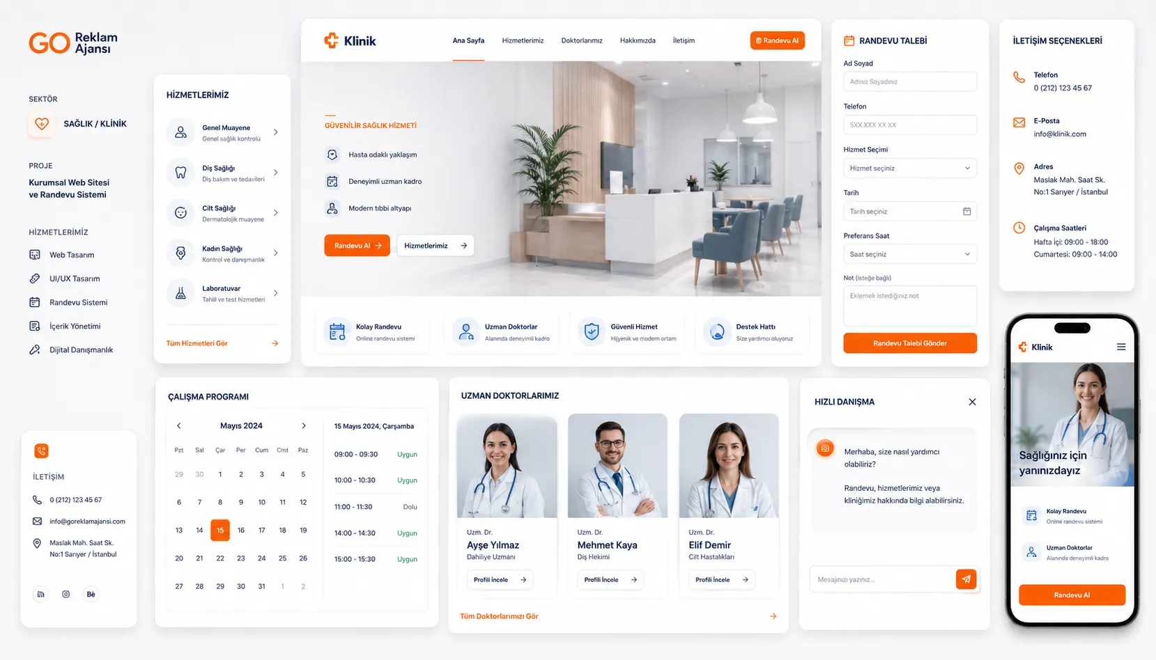 Sağlık ve Klinikler için dijital çözüm ekranı